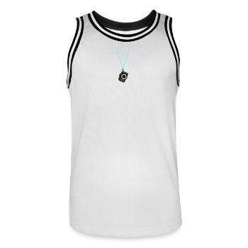 Kamera Fotkamera Urlauber Tourist - Männer Basketball-Trikot - Weiß/Schwarz - Vorne - AI Model Male 185 dark (185cm)