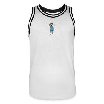 Personnage de dessin animé Stop Gesture - Maillot de basket Homme - blanc/noir - Devant - AI Model Male 185 dark (185cm)