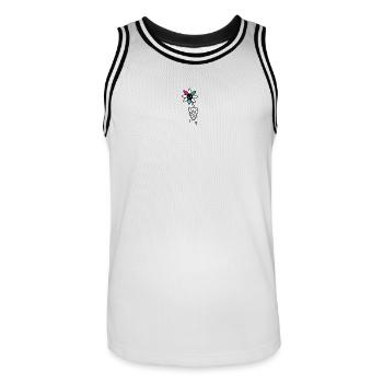 Illustration de crâne de fleur vive - Maillot de basket Homme - blanc/noir - Devant - AI Model Male 185 dark (185cm)