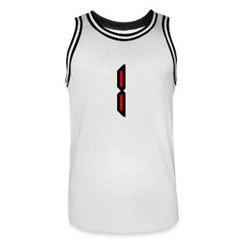 1. 1 YEAR. 1ST ANNIVERSARY. BIRTHDAY 1 YEAR. ONE - Men's Basketball Jersey - white/black - Front - AI Model Male 185 dark (185cm)