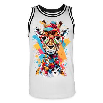 Coole Giraffe - Männer Basketball-Trikot - Weiß/Schwarz - Vorne - AI Model Male 185 dark (185cm)