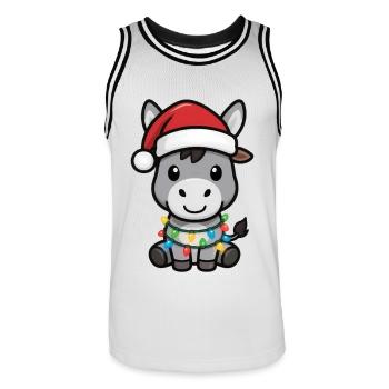 Donkey Elf Xmas Funny Christmas Gifts - Men's Basketball Jersey - white/black - Front - AI Model Male 185 dark (185cm)