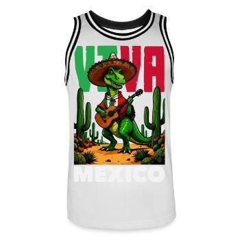 Mexiko Stolz & Heimat Mexikaner Mexico Flagge - Männer Basketball-Trikot - Weiß/Schwarz - Vorne - AI Model Male 185 dark (185cm)