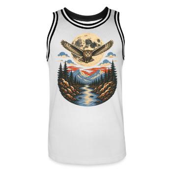 Night owl - Men's Basketball Jersey - white/black - Front - AI Model Male 185 dark (185cm)