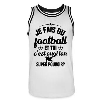 Humour cadeau foot / Je fais du football - Maillot de basket Homme - blanc/noir - Devant - AI Model Male 185 dark (185cm)