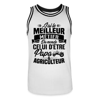Papa et agriculteur, Cadeau papa agriculteur - Maillot de basket Homme - blanc/noir - Devant - AI Model Male 185 dark (185cm)