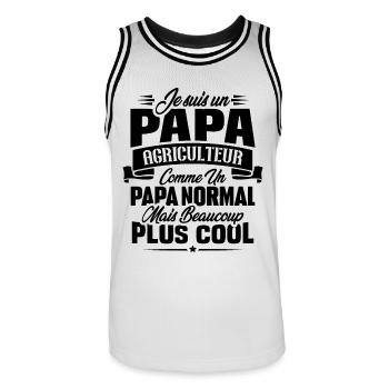 Un papa agriculteur c'est comme un papa normal - Maillot de basket Homme - blanc/noir - Devant - AI Model Male 185 dark (185cm)