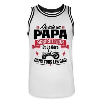 Je suis un papa agriculteur et je gère le deux - Maillot de basket Homme - blanc/noir - Devant - AI Model Male 185 dark (185cm)