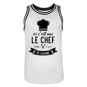 Ici c'est moi le chef certifié original de cuisine - Maillot de basket Homme - blanc/noir - Devant - AI Model Male 185 dark (185cm)