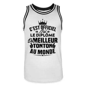 J'ai le diplôme du meilleur tonton au monde - Maillot de basket Homme - blanc/noir - Devant - AI Model Male 185 dark (185cm)