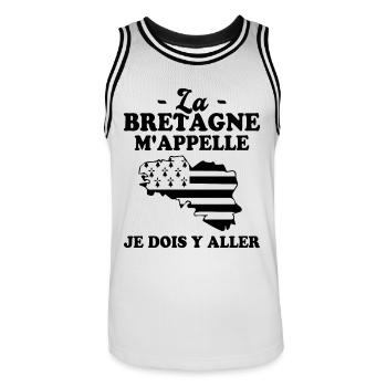 La bretagne m'appelle humour breton homme - Maillot de basket Homme - blanc/noir - Devant - AI Model Male 185 dark (185cm)
