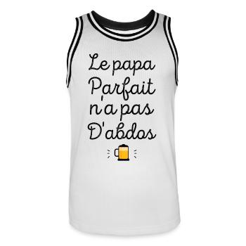 Le papa parfait n'a pas d'abdos - Maillot de basket Homme - blanc/noir - Devant - AI Model Male 185 dark (185cm)