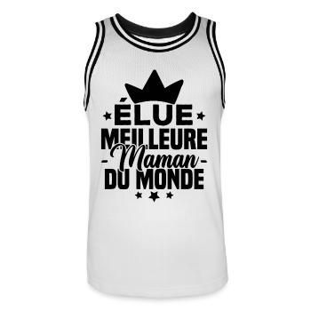 Élue meilleure maman du monde - Maillot de basket Homme - blanc/noir - Devant - AI Model Male 185 dark (185cm)