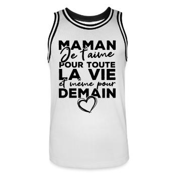 Maman je t'aime pour toute la vie - Maillot de basket Homme - blanc/noir - Devant - AI Model Male 185 dark (185cm)