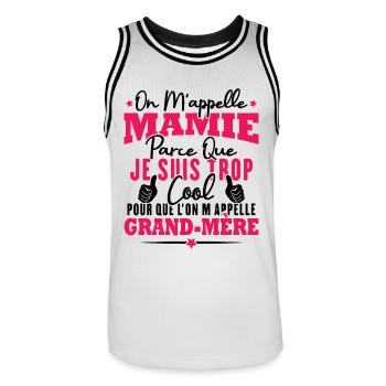 Je suis mamie trop cool, Cadeau pour cool mamie - Maillot de basket Homme - blanc/noir - Devant - AI Model Male 185 dark (185cm)