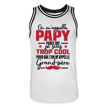 Papy car je suis trop cool / Cadeau grand-père - Maillot de basket Homme - blanc/noir - Devant - AI Model Male 185 dark (185cm)