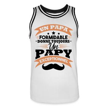 Papa formidable donne toujours papy exceptionnel - Maillot de basket Homme - blanc/noir - Devant - AI Model Male 185 dark (185cm)