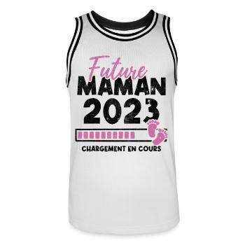 Future maman 2023 chargement en cours - Maillot de basket Homme - blanc/noir - Devant - AI Model Male 185 dark (185cm)