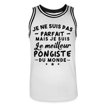 Pas parfait mais je suis le meilleur pongiste - Maillot de basket Homme - blanc/noir - Devant - AI Model Male 185 dark (185cm)