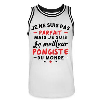 Pas parfait mais je suis le meilleur pongiste - Maillot de basket Homme - blanc/noir - Devant - AI Model Male 185 dark (185cm)