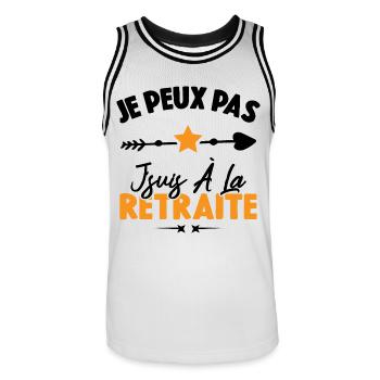 Je peux pas j'suis à la retraite - Maillot de basket Homme - blanc/noir - Devant - AI Model Male 185 dark (185cm)