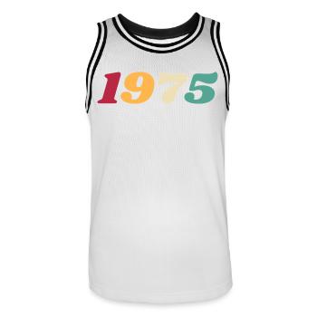 1975 Gift 1975 Anniversary 1975 Retro 1975 - Men's Basketball Jersey - white/black - Front - AI Model Male 185 dark (185cm)
