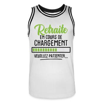 Retraite en cours de chargement veuillez patienter - Maillot de basket Homme - blanc/noir - Devant - AI Model Male 185 dark (185cm)