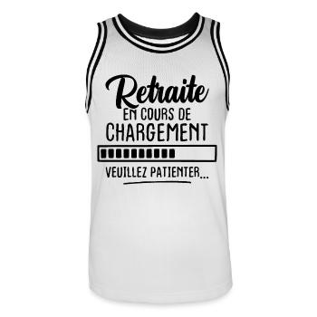 Retraite en cours de chargement veuillez patienter - Maillot de basket Homme - blanc/noir - Devant - AI Model Male 185 dark (185cm)