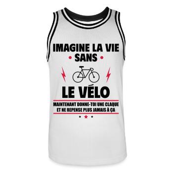 Imagine la vie sans le vélo, fête des pères, noël - Maillot de basket Homme - blanc/noir - Devant - AI Model Male 185 dark (185cm)