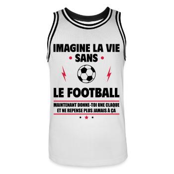 Imagine la vie sans le football, fête des pères - Maillot de basket Homme - blanc/noir - Devant - AI Model Male 185 dark (185cm)