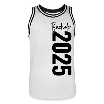Bachelor 2025 - Männer Basketball-Trikot - Weiß/Schwarz - Vorne - AI Model Male 185 dark (185cm)