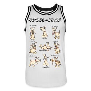 Hunde Yoga - Männer Basketball-Trikot - Weiß/Schwarz - Vorne - AI Model Male 185 dark (185cm)