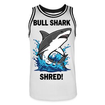 Bulldoggenhai Shred-Shark Sea Bull - Männer Basketball-Trikot - Weiß/Schwarz - Vorne - AI Model Male 185 dark (185cm)