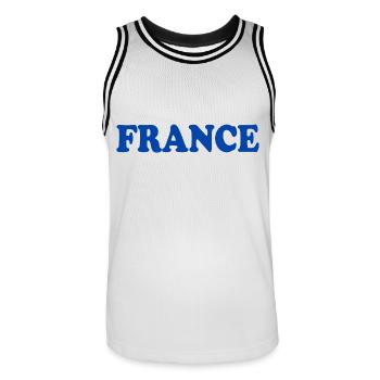 France - Männer Basketball-Trikot - Weiß/Schwarz - Vorne - AI Model Male 185 dark (185cm)