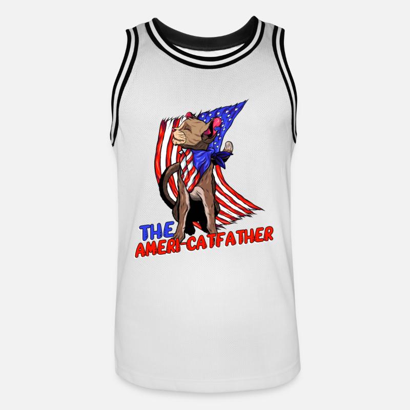 Ameri-catfather July 4 Independence Day - Men's Basketball Jersey - white/black