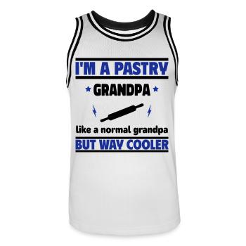 Le papy cool qui adore les pâtisseries - Maillot de basket Homme - blanc/noir - Devant - AI Model Male 185 dark (185cm)