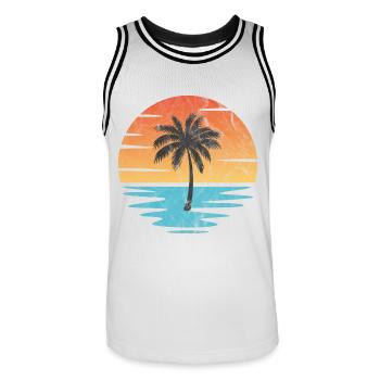 Plage Coucher de soleil - Maillot de basket Homme - blanc/noir - Devant - AI Model Male 185 dark (185cm)