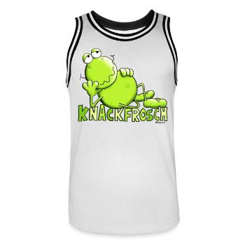 Knackfrosch - Männer Basketball-Trikot - Weiß/Schwarz - Vorne - AI Model Male 185 dark (185cm)