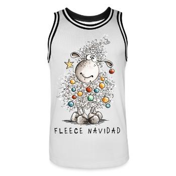 Fleece Navidad Christmas Sheep Cartoon Sheep - Men's Basketball Jersey - white/black - Front - AI Model Male 185 dark (185cm)