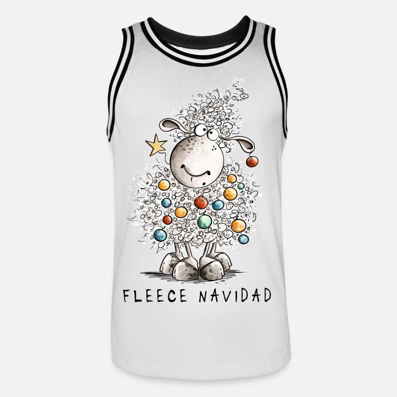 Fleece Navidad Christmas Sheep Cartoon Sheep - Men's Basketball Jersey - white/black