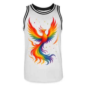 Phoenix Firebird Bird Oiseau Coloré - Maillot de basket Homme - blanc/noir - Devant - AI Model Male 185 dark (185cm)
