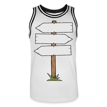 Panneau de direction en bois - Maillot de basket Homme - blanc/noir - Devant - AI Model Male 185 dark (185cm)