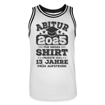 Abi 2025 Abitur Schule Lustiges Abschluss Geschenk - Männer Basketball-Trikot - Weiß/Schwarz - Vorne - AI Model Male 185 dark (185cm)