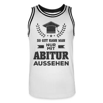 Abitur Abi Prüfung geschafft Abschluss Geschenk - Männer Basketball-Trikot - Weiß/Schwarz - Vorne - AI Model Male 185 dark (185cm)