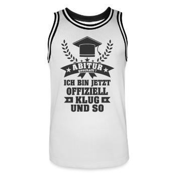 Abitur geschafft Abi Abschluss bestanden Geschenk - Männer Basketball-Trikot - Weiß/Schwarz - Vorne - AI Model Male 185 dark (185cm)