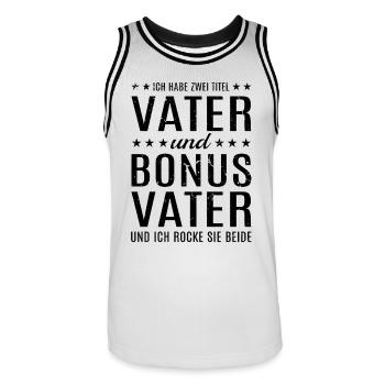 Bonus Vater Papa Stiefvater Vatertag Geschenk - Männer Basketball-Trikot - Weiß/Schwarz - Vorne - AI Model Male 185 dark (185cm)