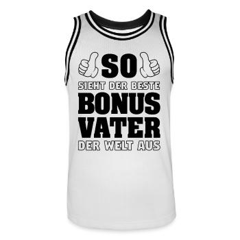 Bonus Vater Vatertag Stiefvater Stiefpapa Geschenk - Männer Basketball-Trikot - Weiß/Schwarz - Vorne - AI Model Male 185 dark (185cm)