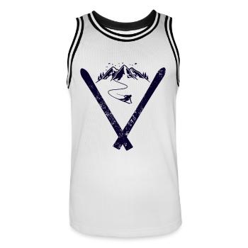 Montagnes de skieurs - Maillot de basket Homme - blanc/noir - Devant - AI Model Male 185 dark (185cm)