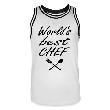 Worlds best Chef - Männer Basketball-Trikot - Weiß/Schwarz - Vorne - AI Model Male 185 dark (185cm)