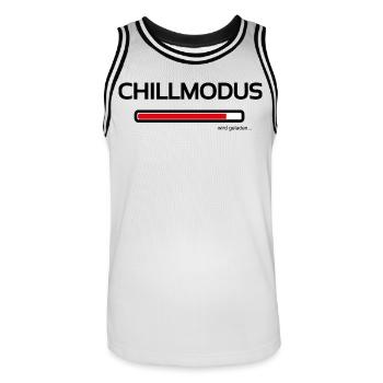 Chill mode - today we only rest - Men's Basketball Jersey - white/black - Front - AI Model Male 185 dark (185cm)